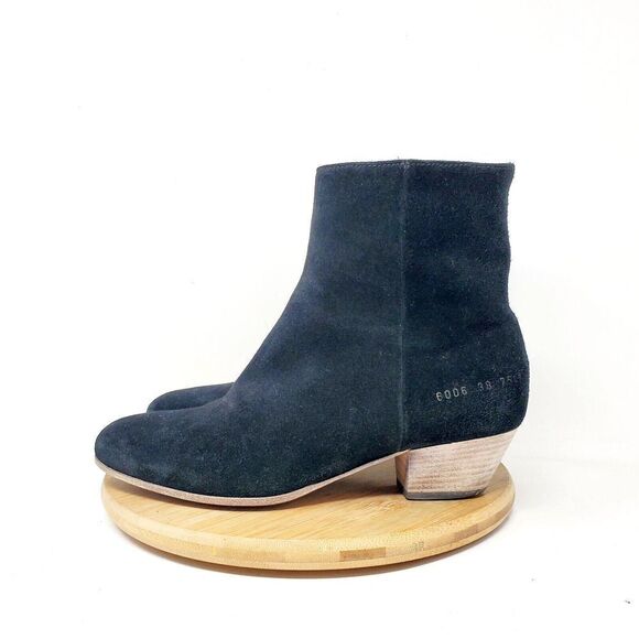 Woman by Common Projects Boot Womens 38 Black Suede Zip Western Moto Staple Shoe - Picture 1 of 11